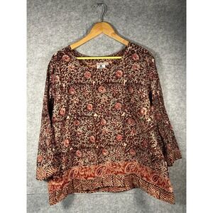 Sustainable India Block Print Tunic Flowy Top Women's 1W